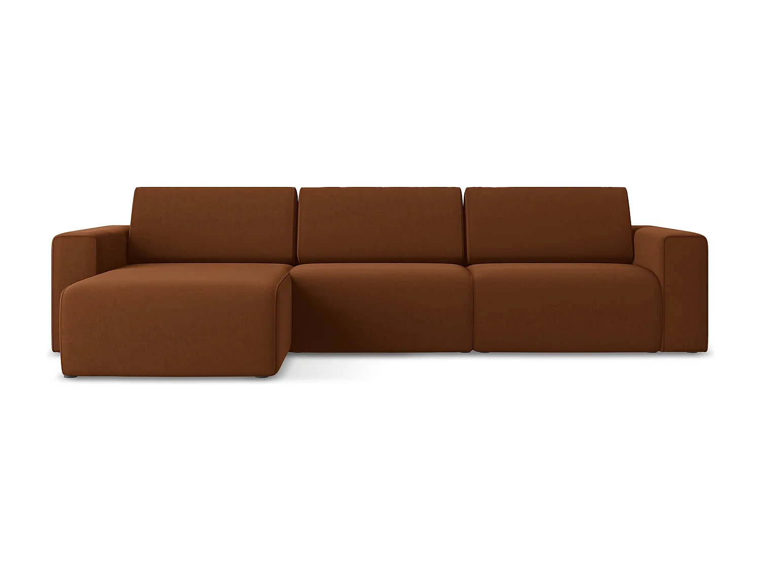 Modulaire hoekbank M links van terracotta velours - KALEA