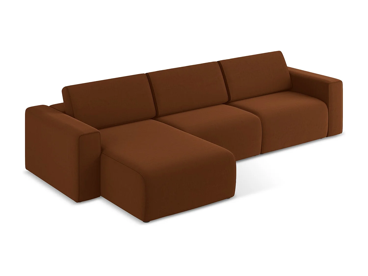 Modulares Ecks Sofa M links - Links - Samt - Terrakotta - KALEA