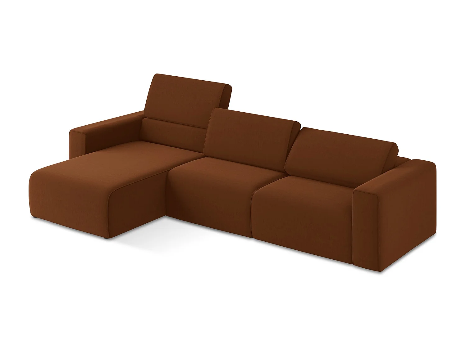 Modulares Ecks Sofa M links - Links - Samt - Terrakotta - KALEA