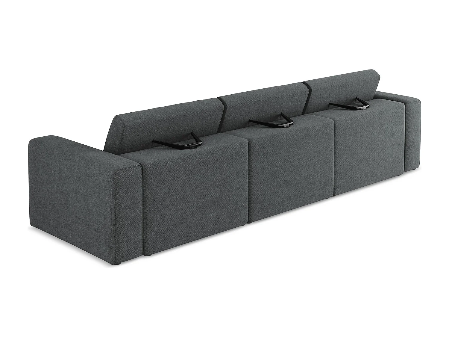 Vierzits modulaire bank van grijs textuurstof - KALEA