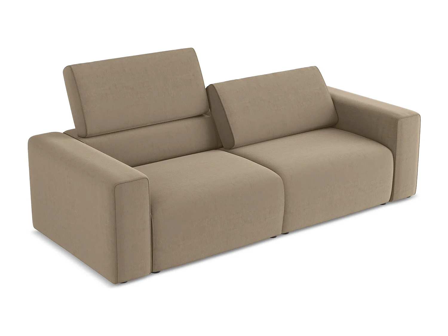 Modulares 3-Sitzer Sofa - - Samt - Dunkelbeige - KALEA