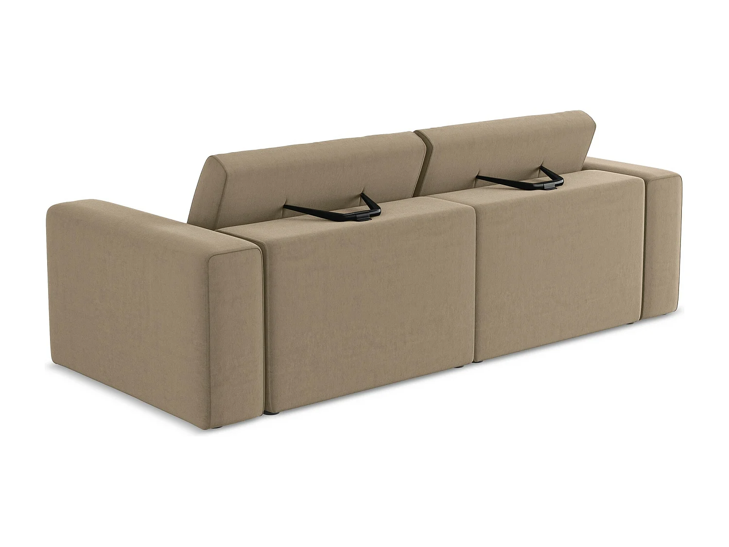 Modulares 3-Sitzer Sofa - - Samt - Dunkelbeige - KALEA