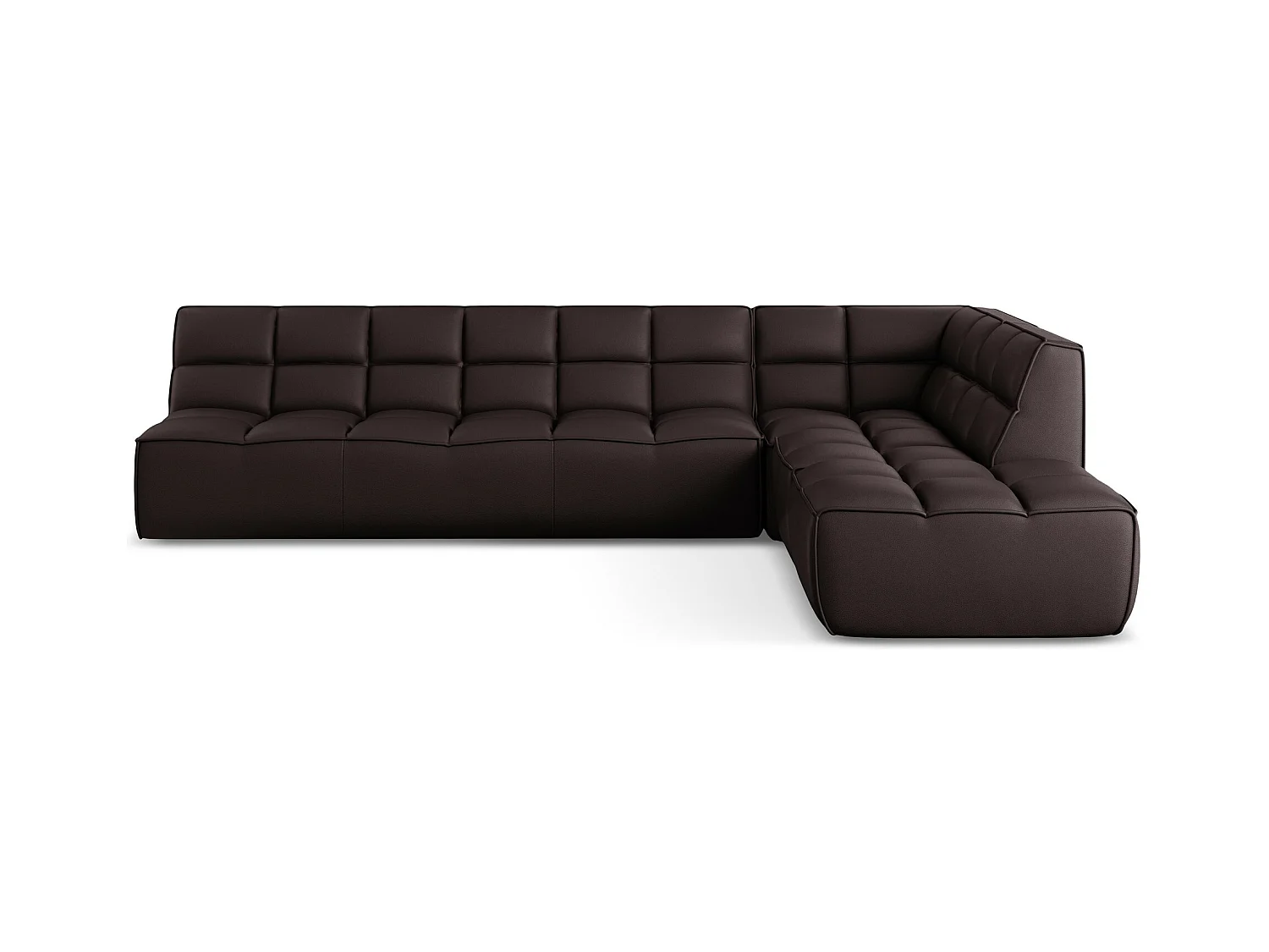 Canapé d'angle modulaire L reversible en Cuir artificiel - prune - KALAI