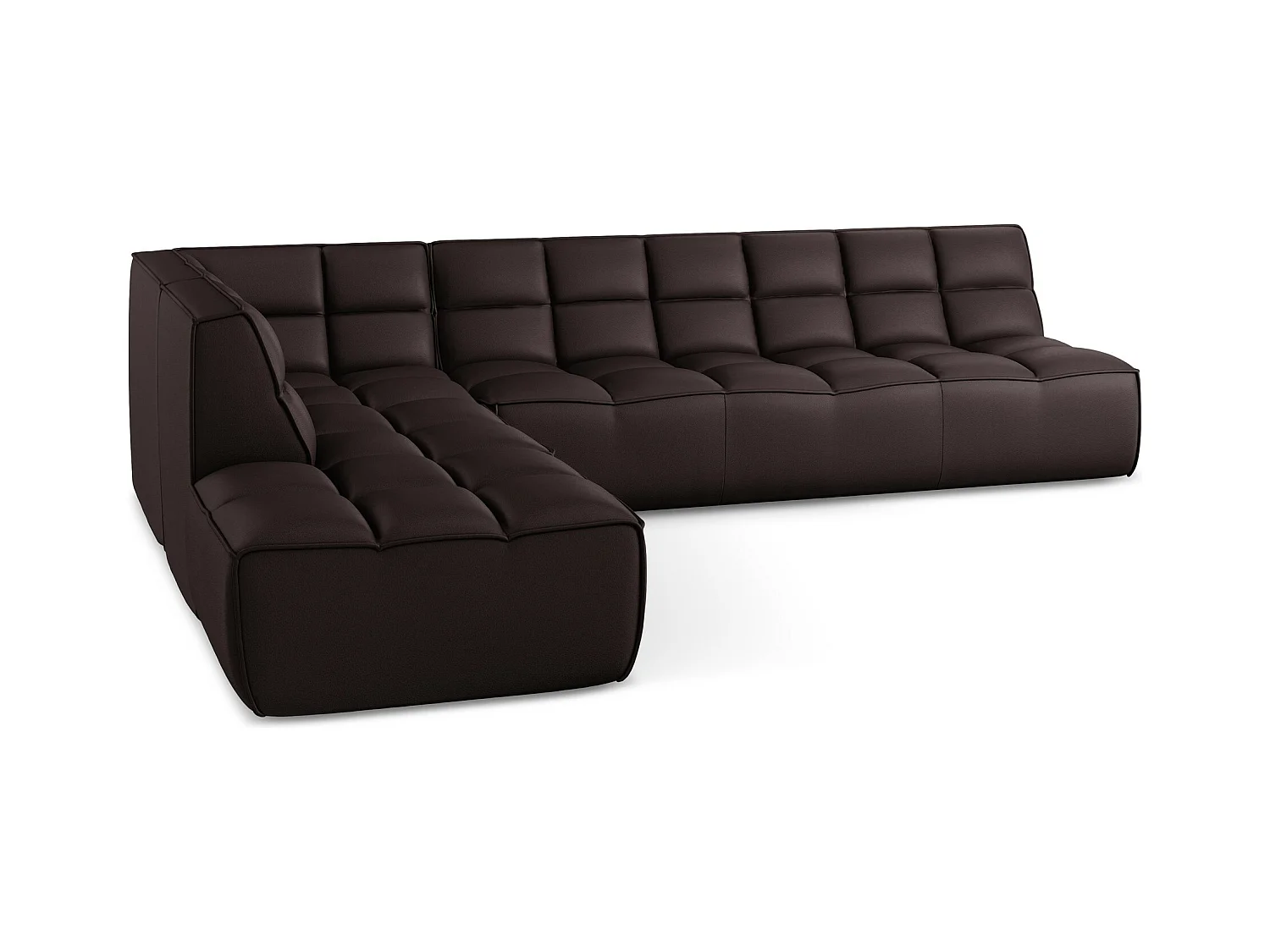 Canapé d'angle modulaire L reversible en Cuir artificiel - prune - KALAI