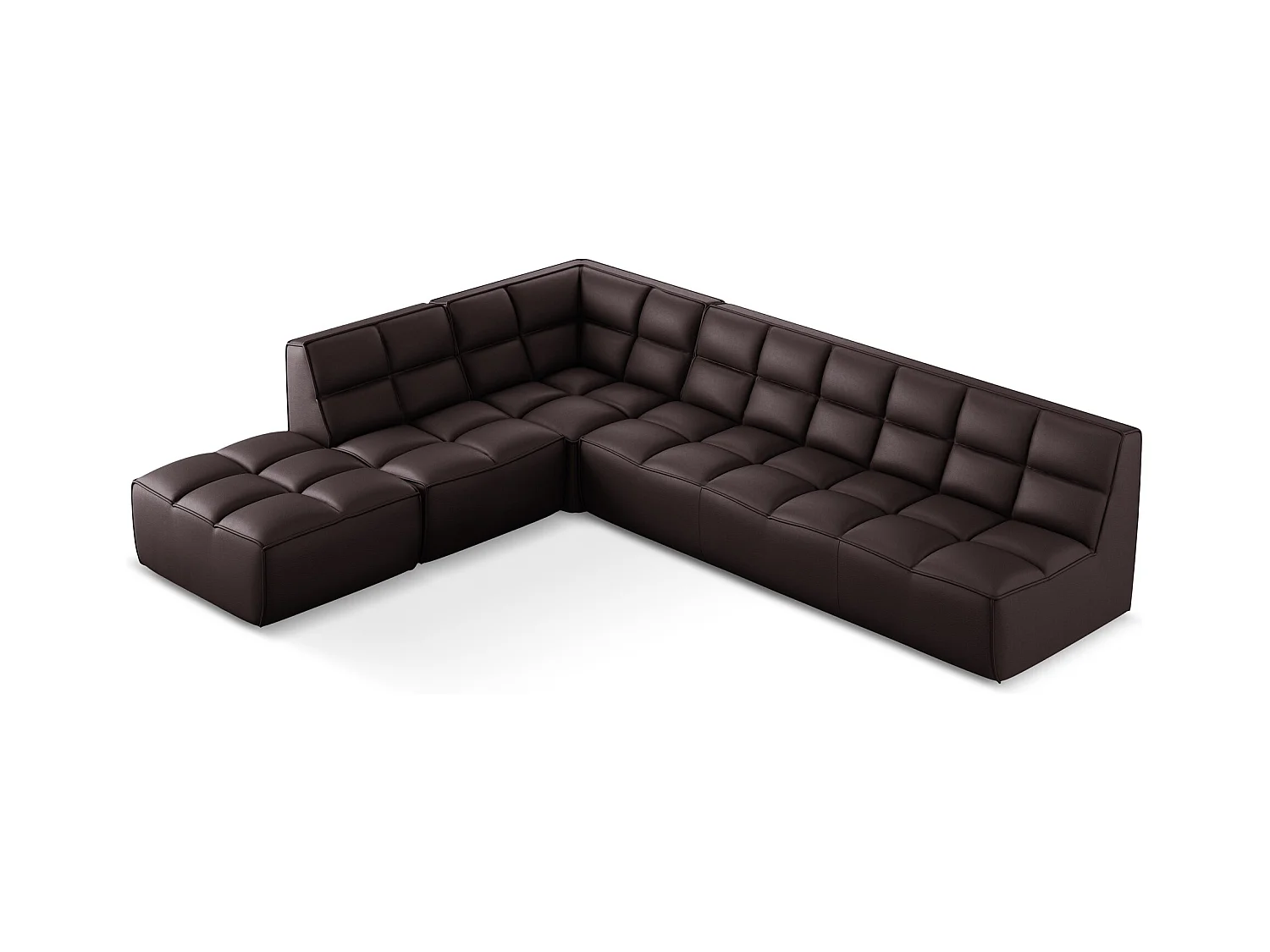 Canapé d'angle modulaire L reversible en Cuir artificiel - prune - KALAI