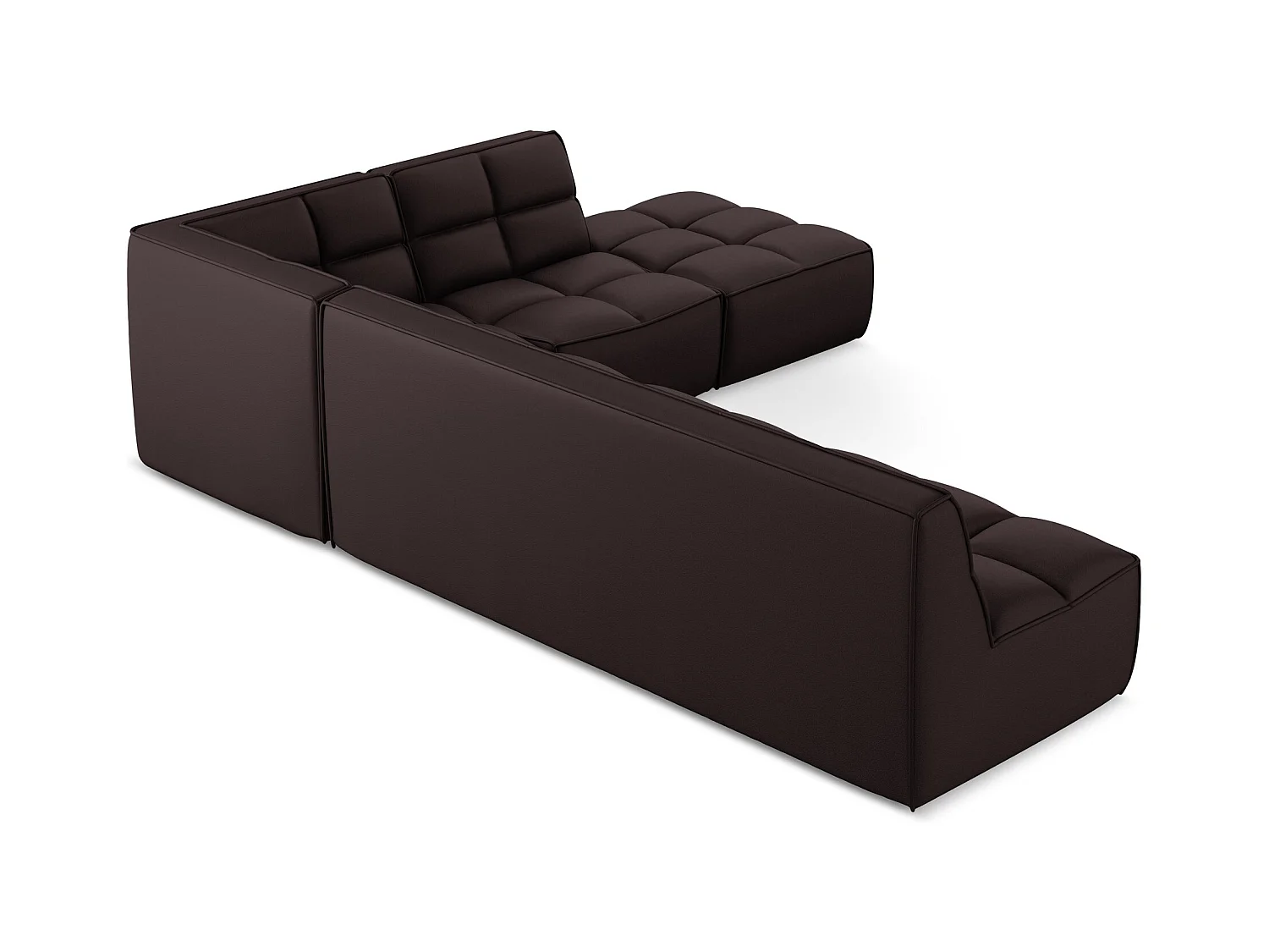 Canapé d'angle modulaire L reversible en Cuir artificiel - prune - KALAI