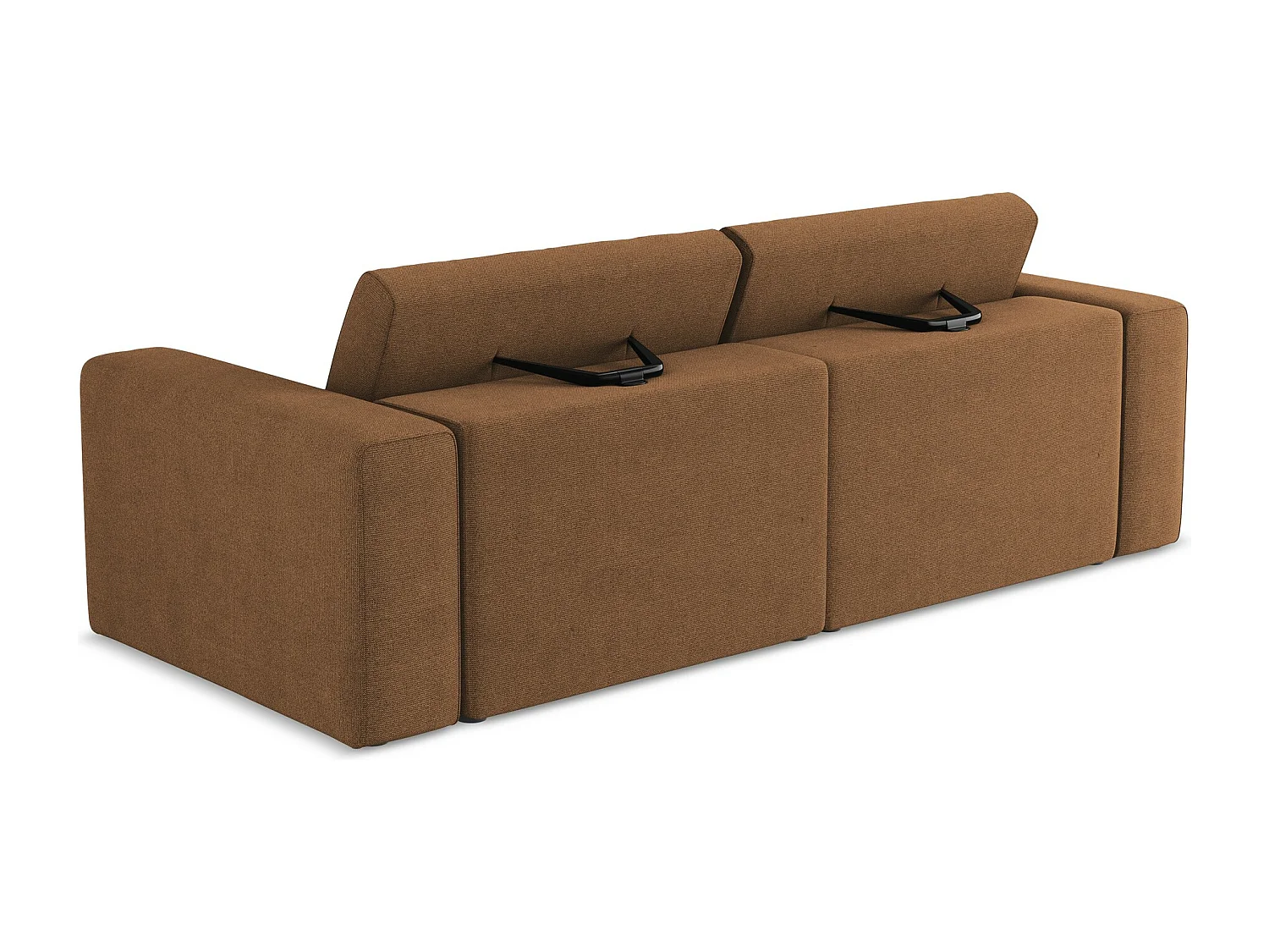 Modulares 3-Sitzer Sofa - - Strukturstoff - Terrakotta - KALEA