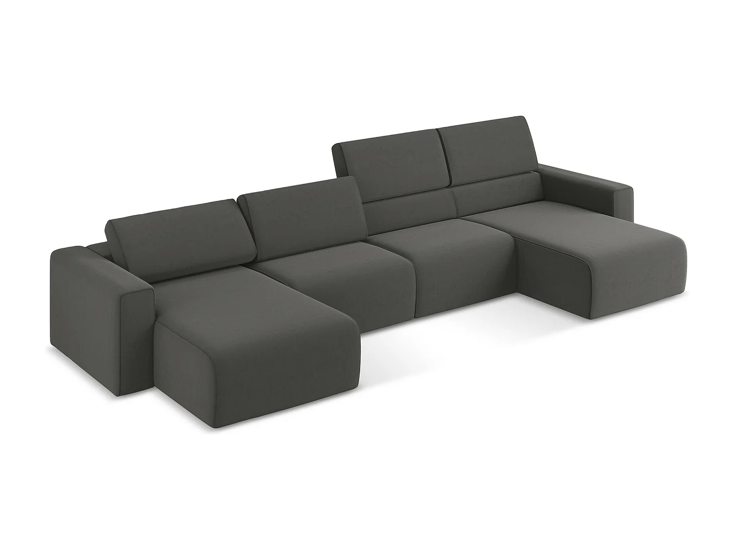 Modulaire panoramische bank van staal velours - KALEA