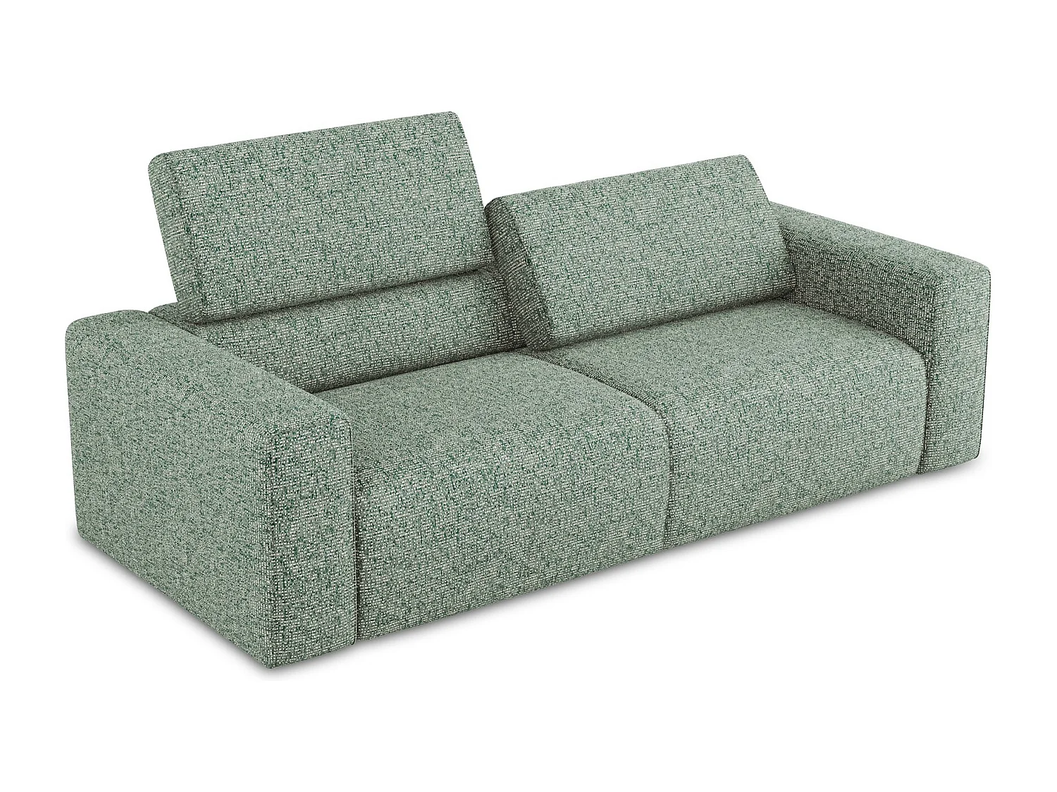 Sofá modular 3 plazas de tela texturizada verde claro - KALEA