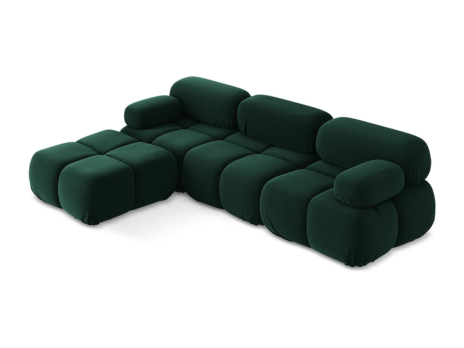 Modulares Ecksofa Beidseitig - Reversibel - Samt - Flaschengrün - LOKUA