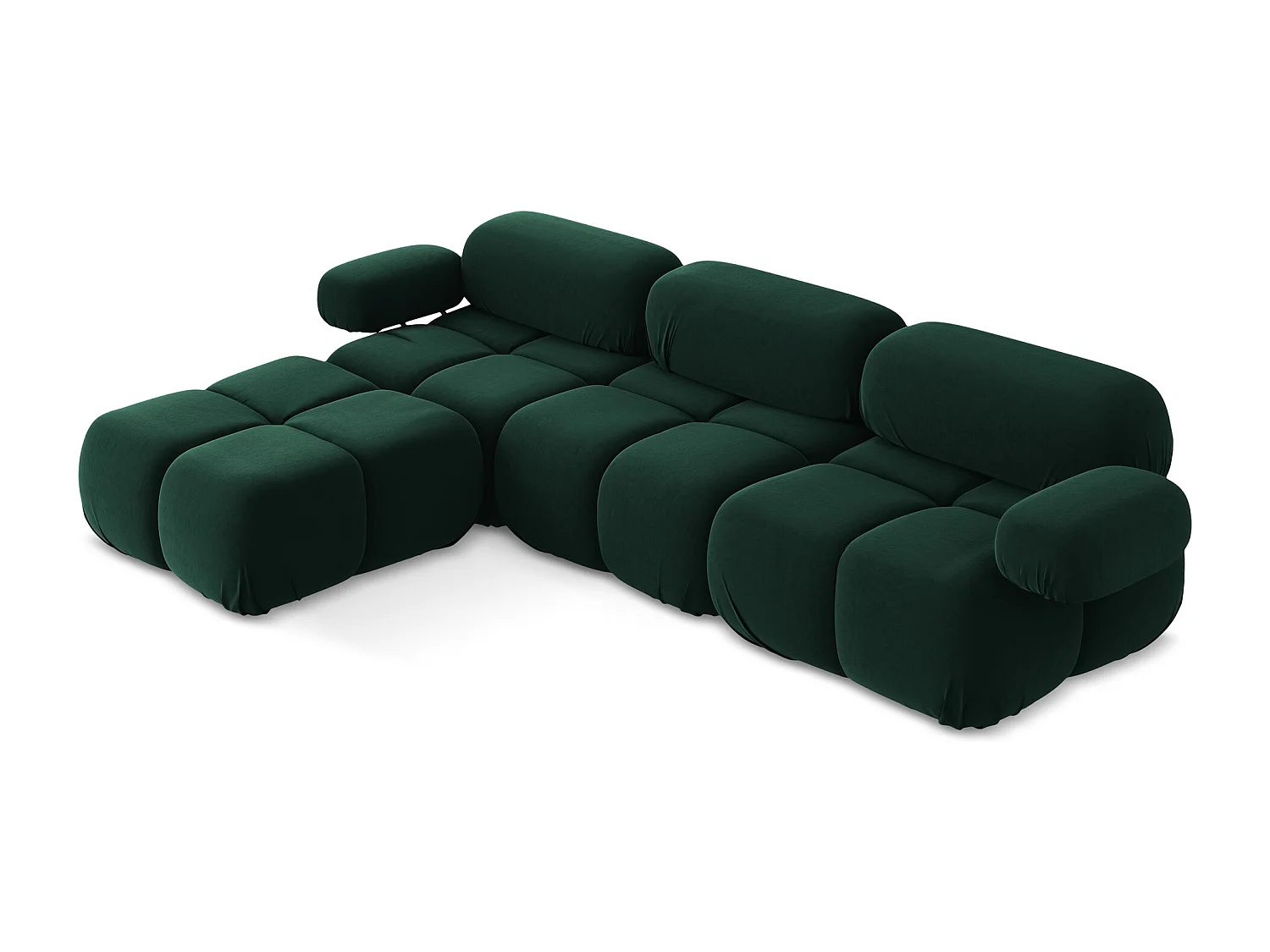 Modulares Ecksofa Beidseitig - Reversibel - Samt - Flaschengrün - LOKUA