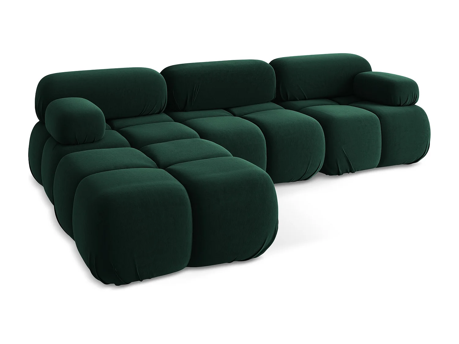 Omkeerbare modulaire hoekbank van flessengroen velours - LOKUA