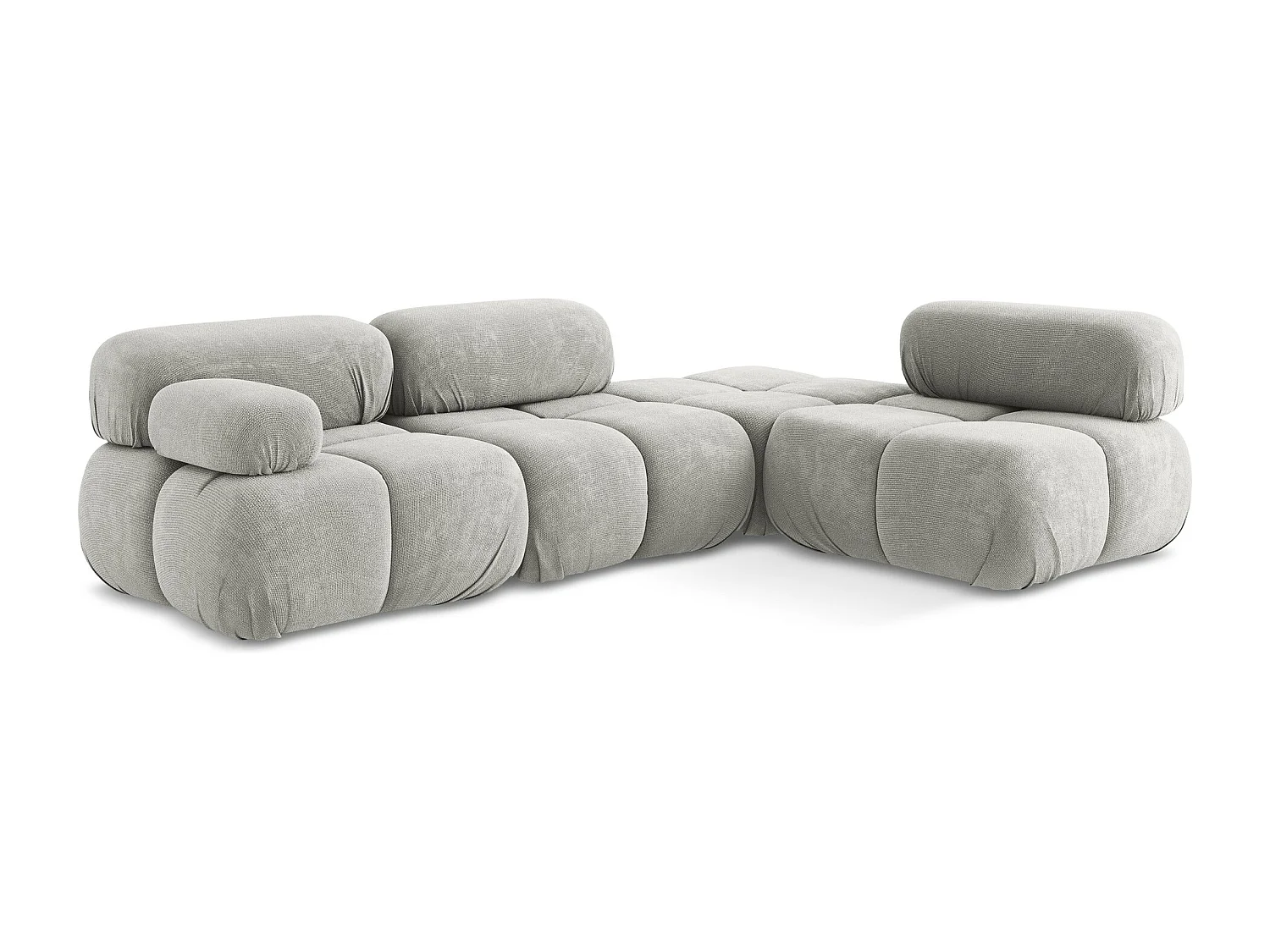 Modulaire hoekbank rechts van lichtgrijs chenille stof - LOKUA