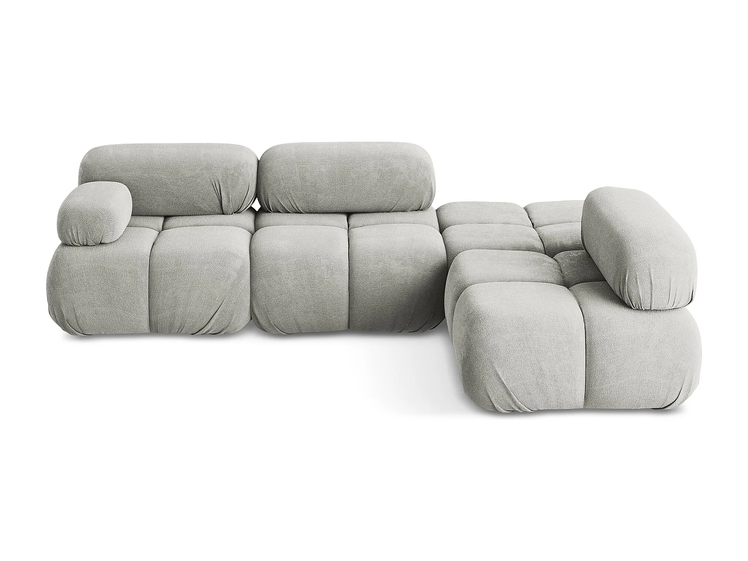 Modulaire hoekbank rechts van lichtgrijs chenille stof - LOKUA