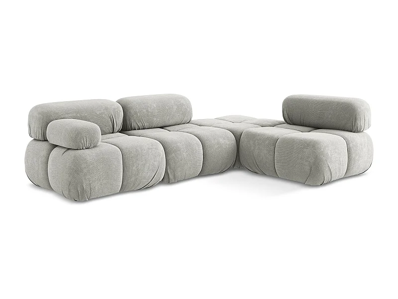 Canapé d'angle modulaire droit en Chenille - gris clair - LOKUA