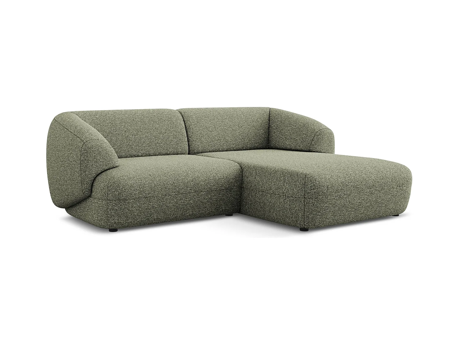 Canapé d'angle 2,5 places modulaire droit en Strukturstoff - olive - MOANA