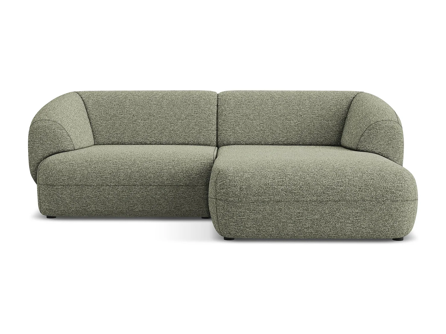 Sofá de canto modular direito 3 lugares em tecido texturizado azeitona - MOANA
