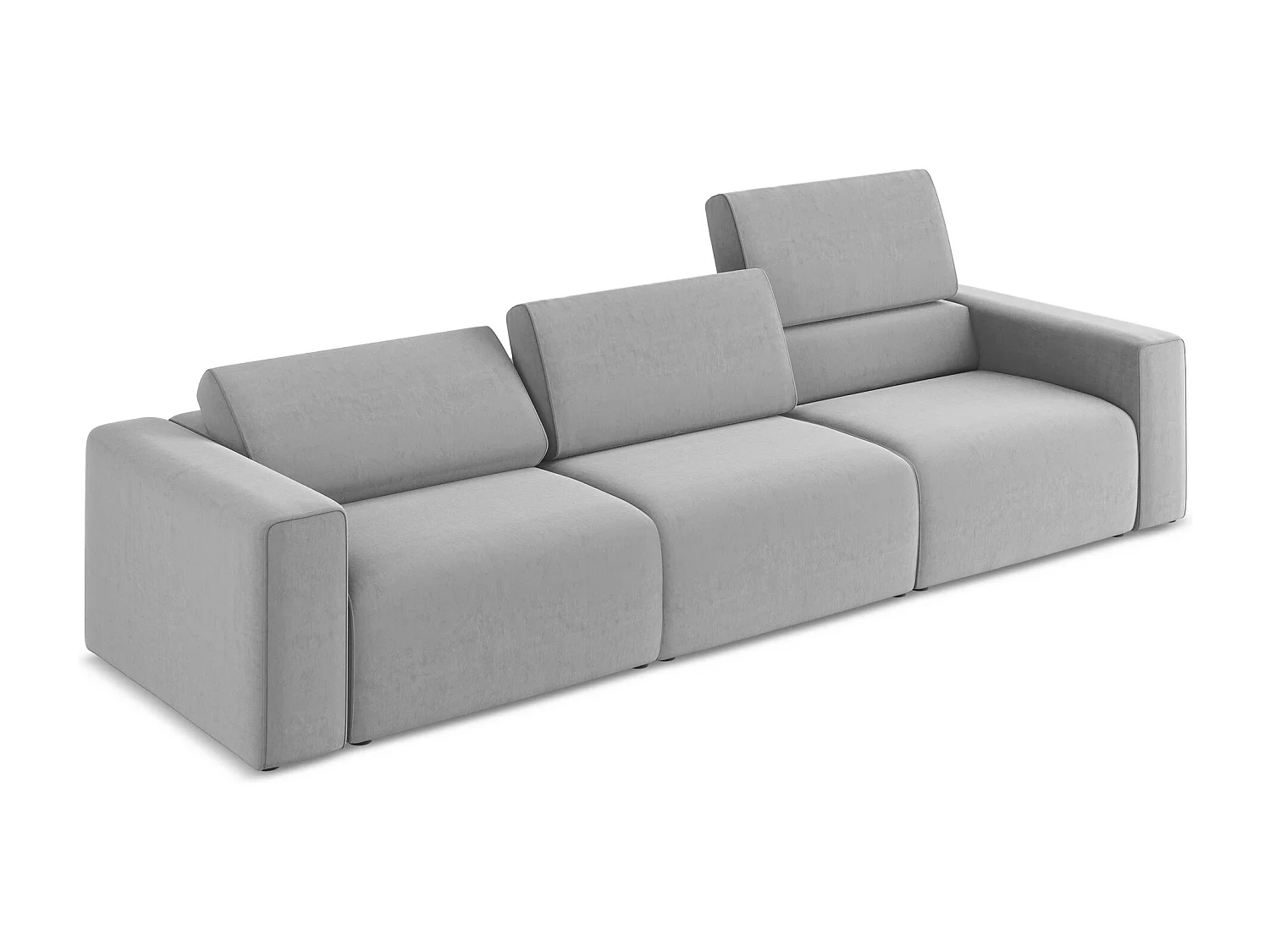 Vierzits modulaire bank van grijs velours - KALEA