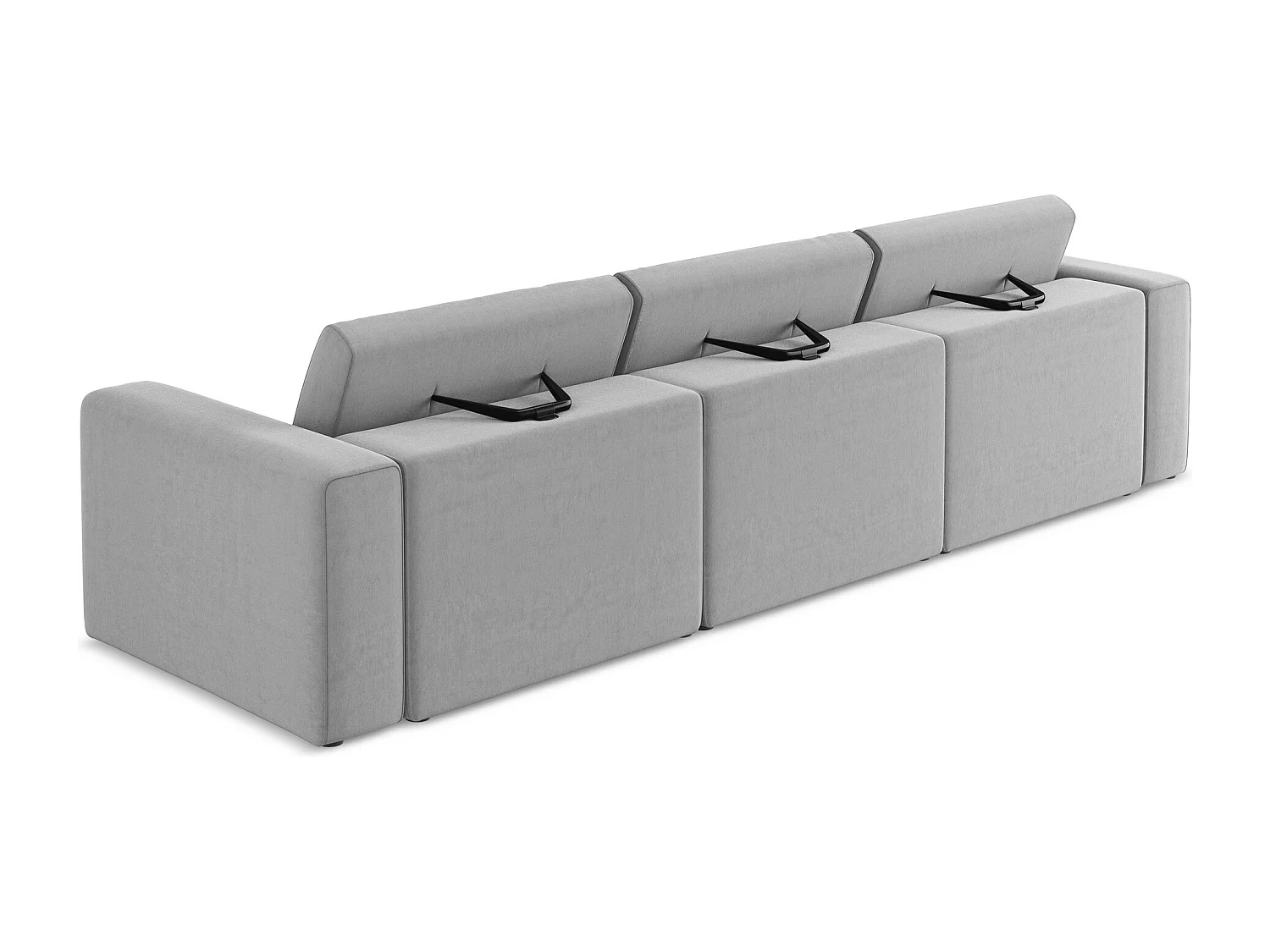 Vierzits modulaire bank van grijs velours - KALEA