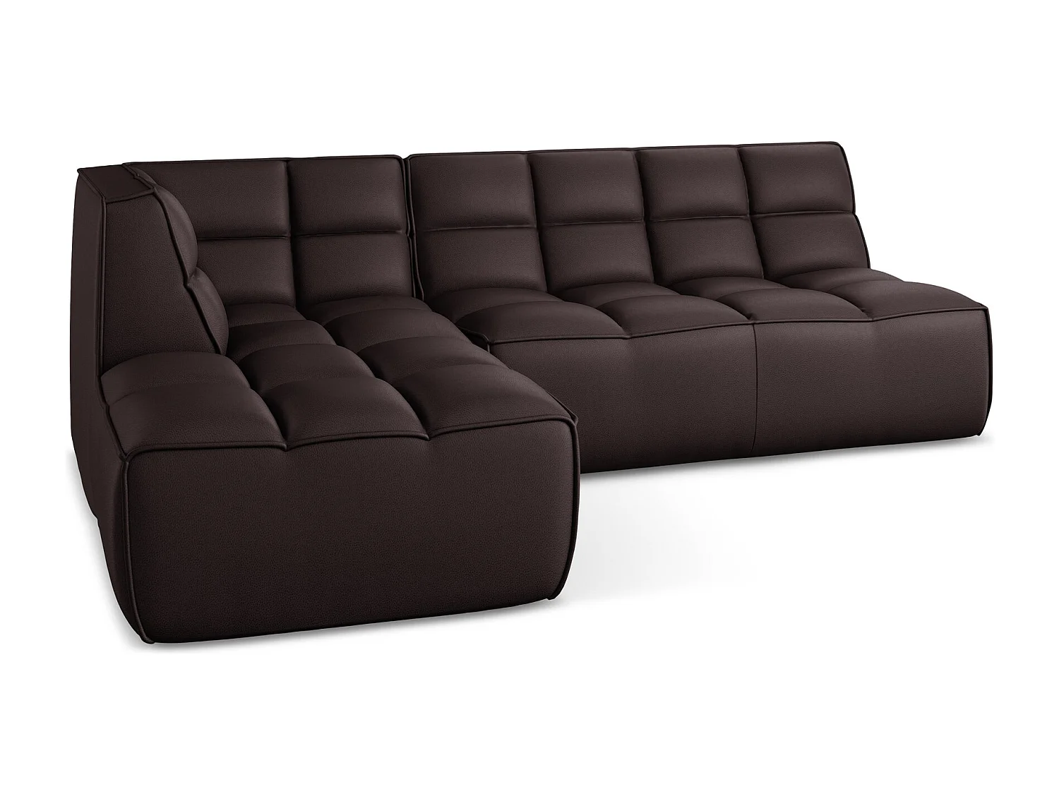 Sofá de canto modular reversível 3 lugares em couro sintético ameixa - KALAI