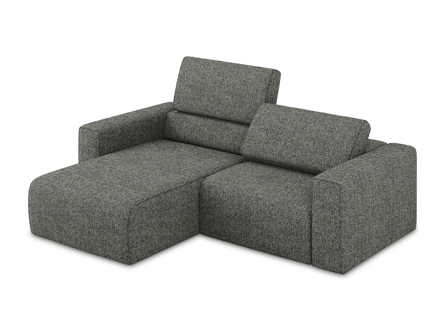 Modulaire hoekbank links van staal textuurstof - KALEA