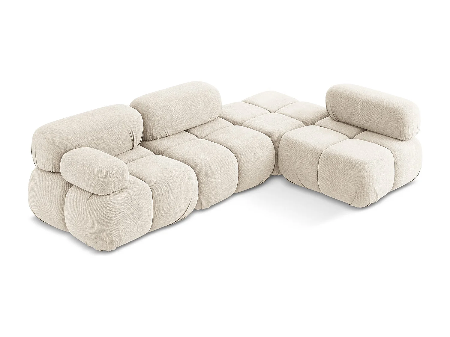 Modulaire hoekbank rechts van lichtbeige chenille stof - LOKUA