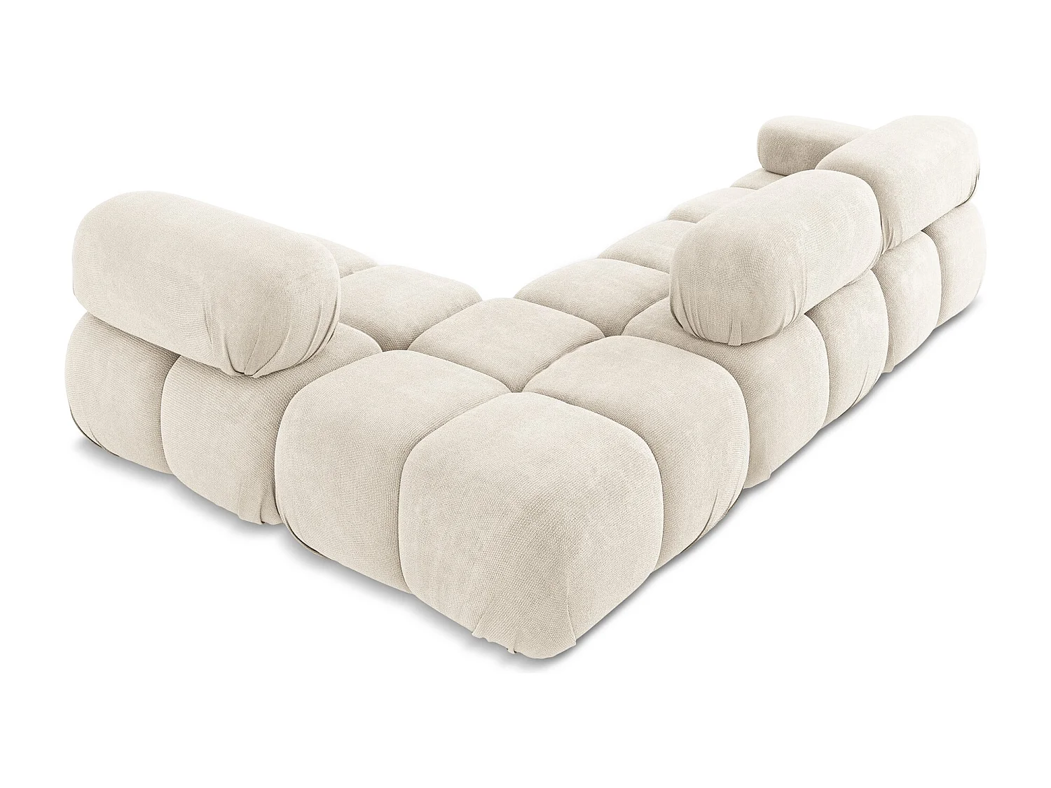 Modulaire hoekbank rechts van lichtbeige chenille stof - LOKUA