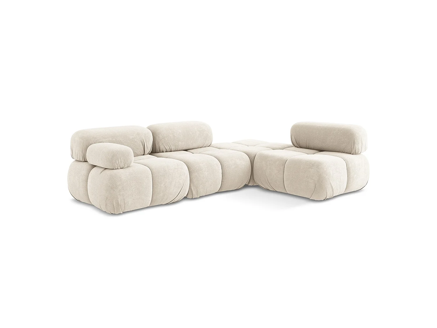 Modulaire hoekbank rechts van lichtbeige chenille stof - SANREMO