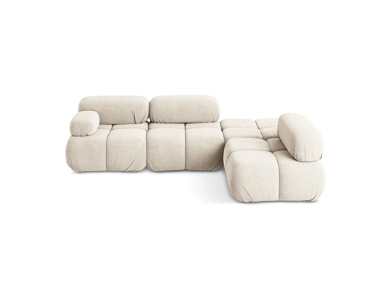 Modulaire hoekbank rechts van lichtbeige chenille stof - SANREMO