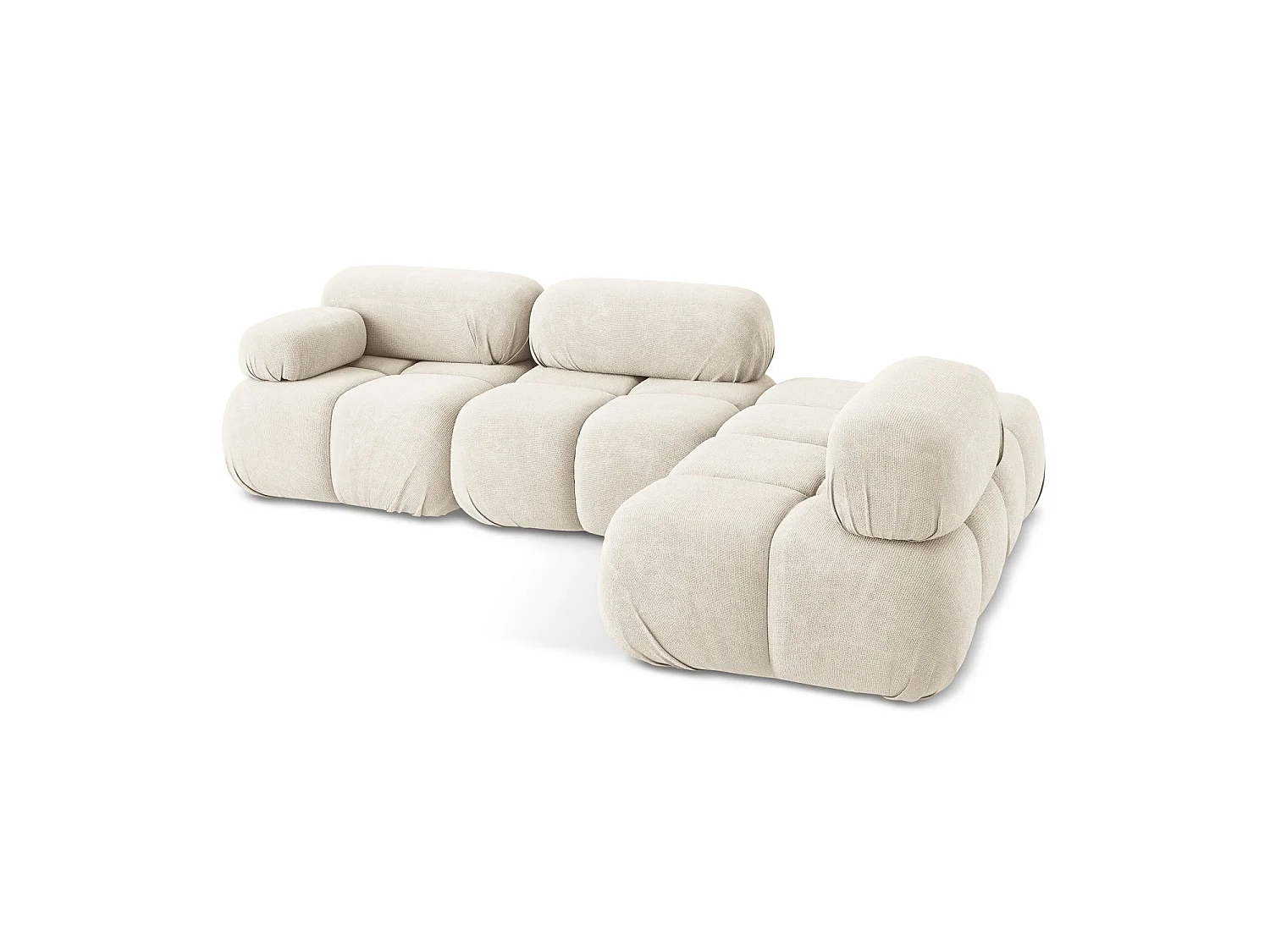Modulaire hoekbank rechts van lichtbeige chenille stof - SANREMO