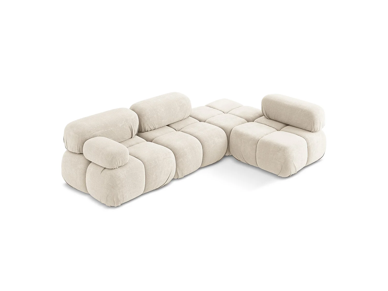 Modulaire hoekbank rechts van lichtbeige chenille stof - SANREMO