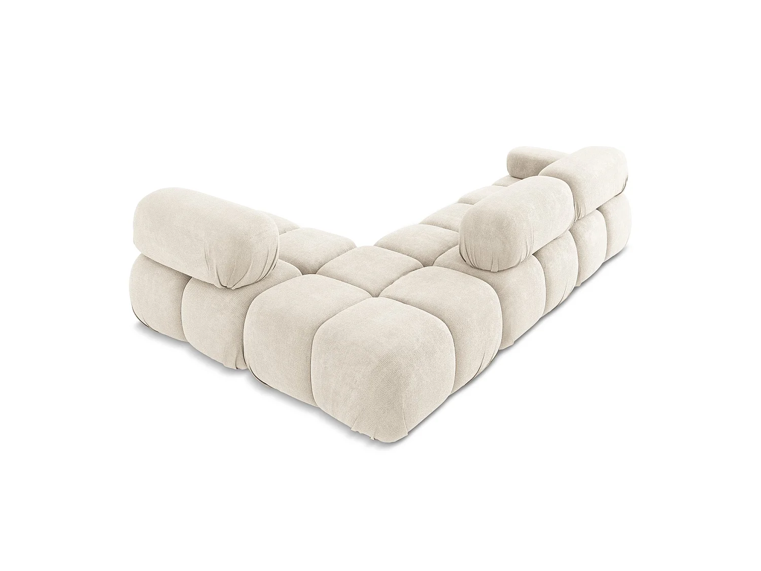 Modulaire hoekbank rechts van lichtbeige chenille stof - SANREMO