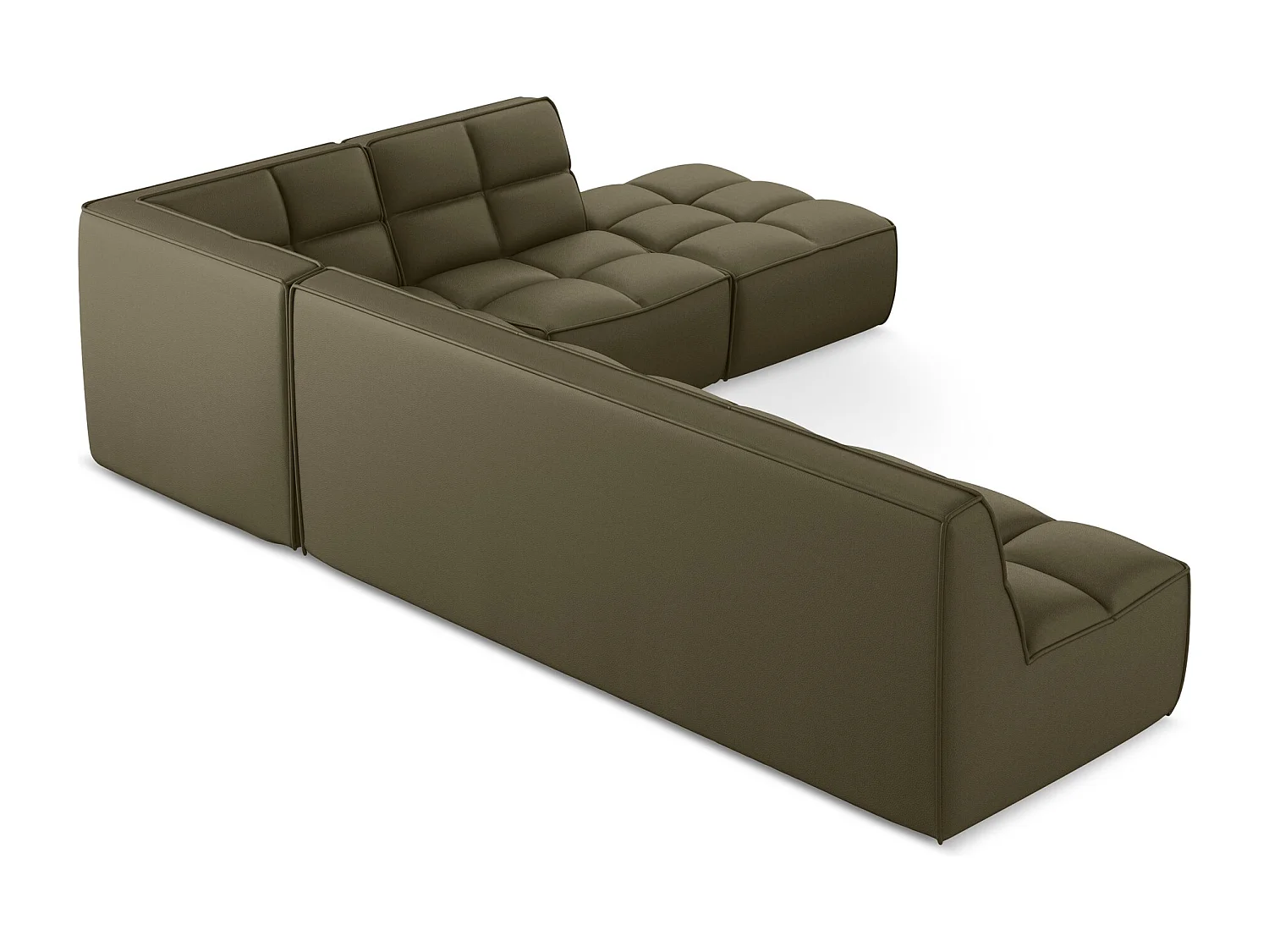 Modułowy narożnik uniwersalny - ze skóry syntetycznej - oliwkowy - KALAI