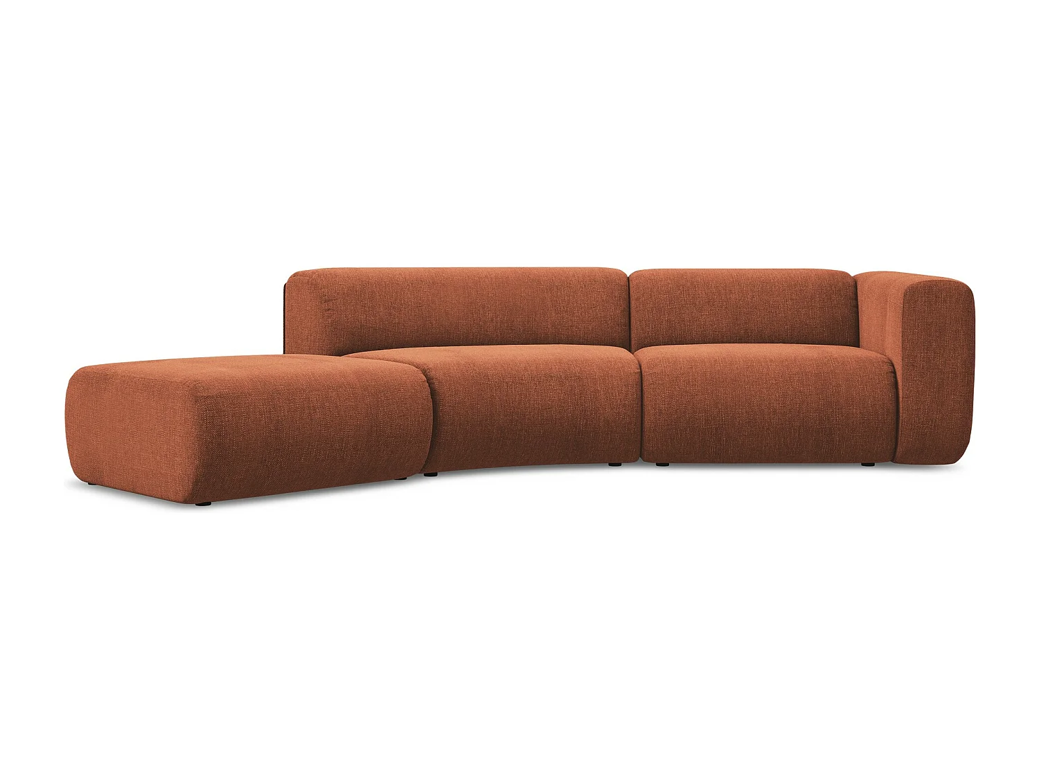 Vierzits modulaire bank links van terracotta chenille stof - EKAHI