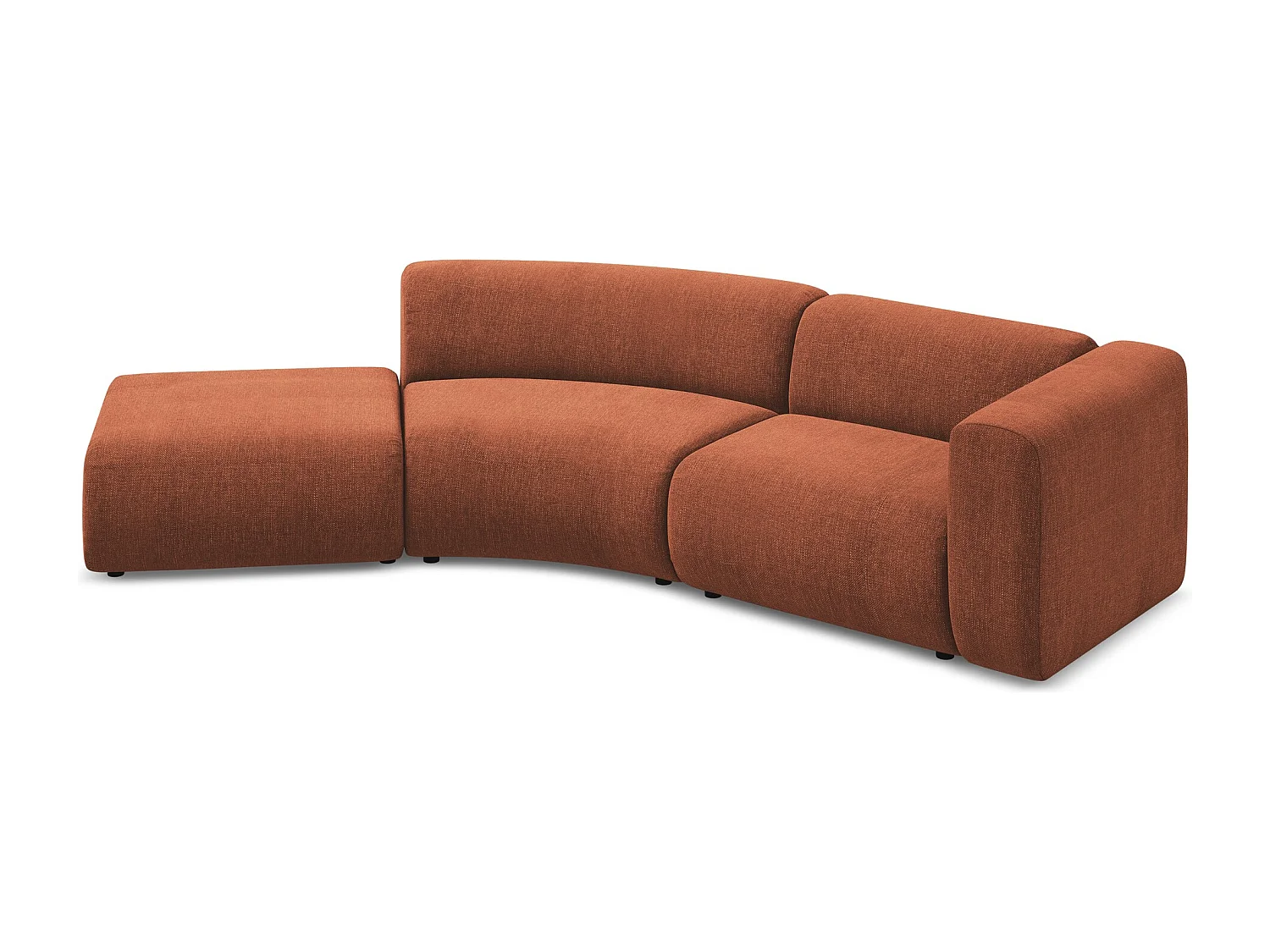 Vierzits modulaire bank links van terracotta chenille stof - EKAHI