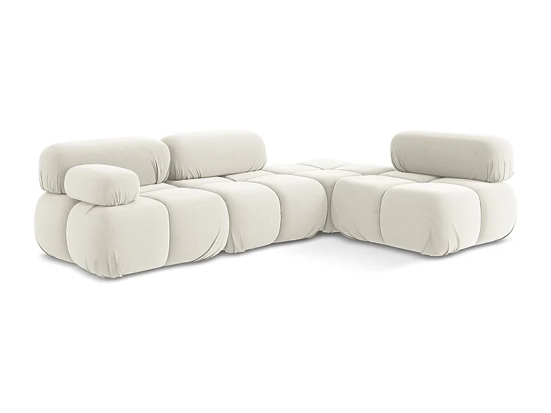 Modulaire hoekbank rechts van lichtbeige velours - LOKUA