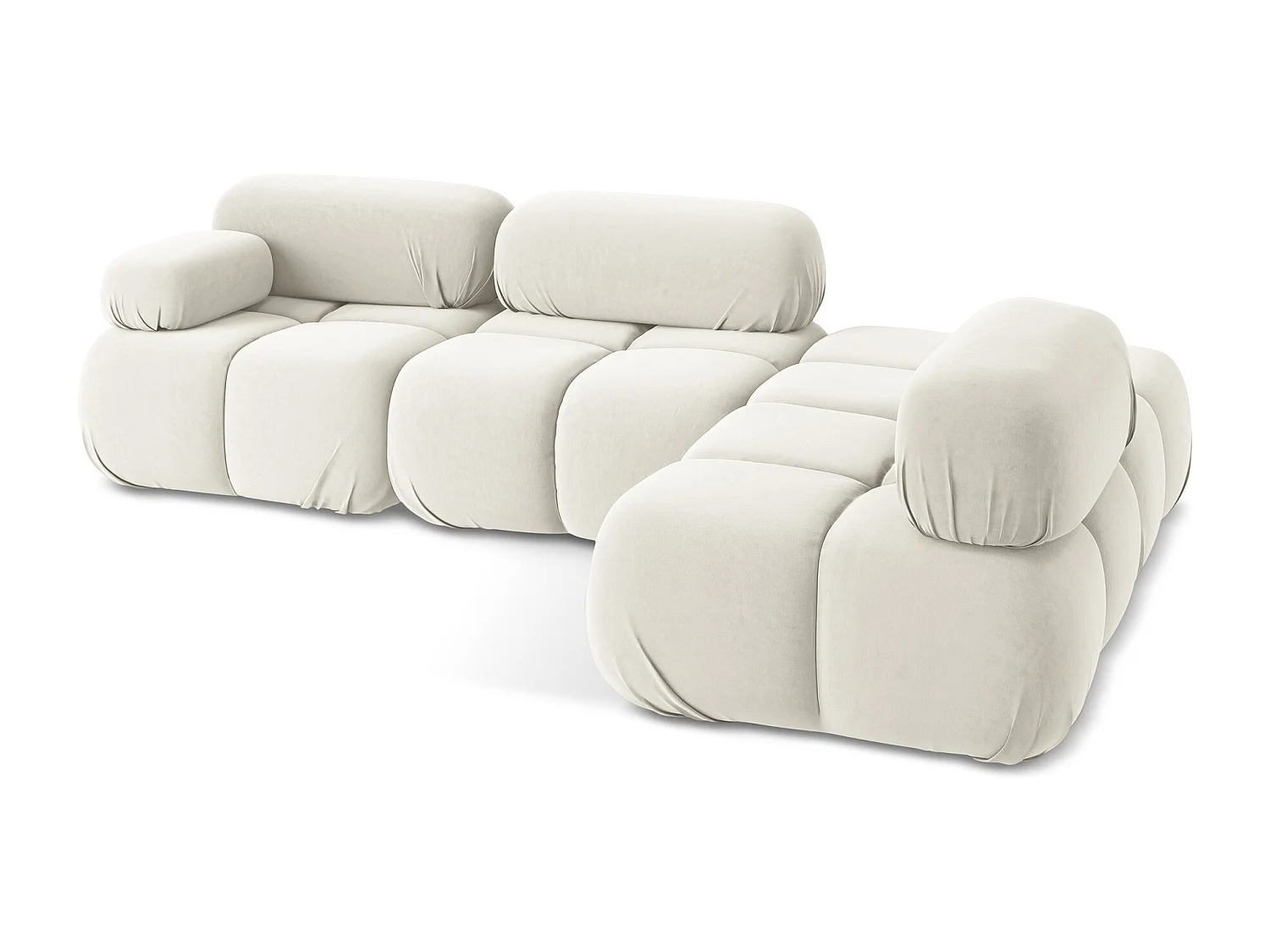 Sofá modular 3 plazas derecho de terciopelo beige claro - LOKUA