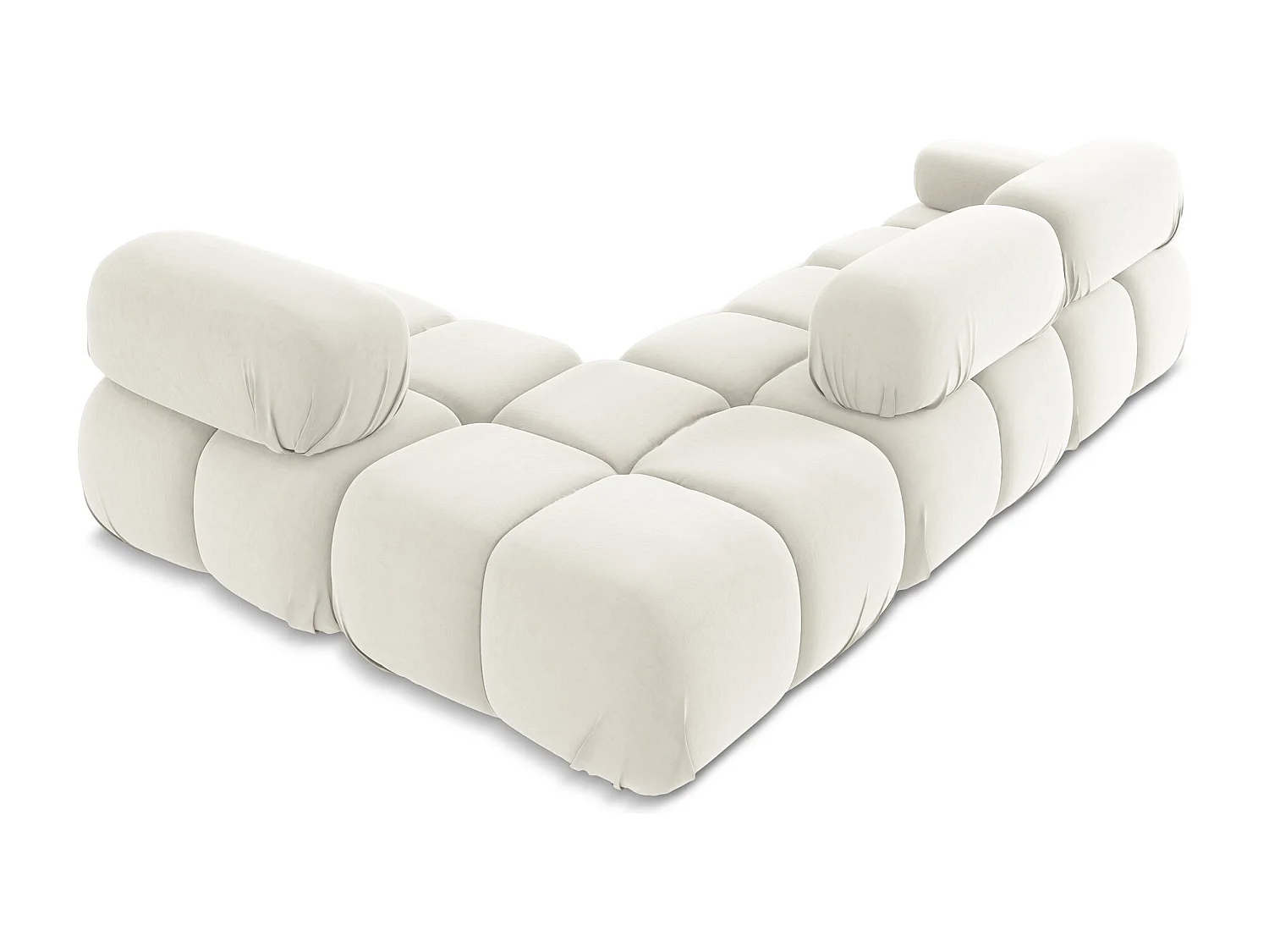 Sofá modular 3 plazas derecho de terciopelo beige claro - LOKUA