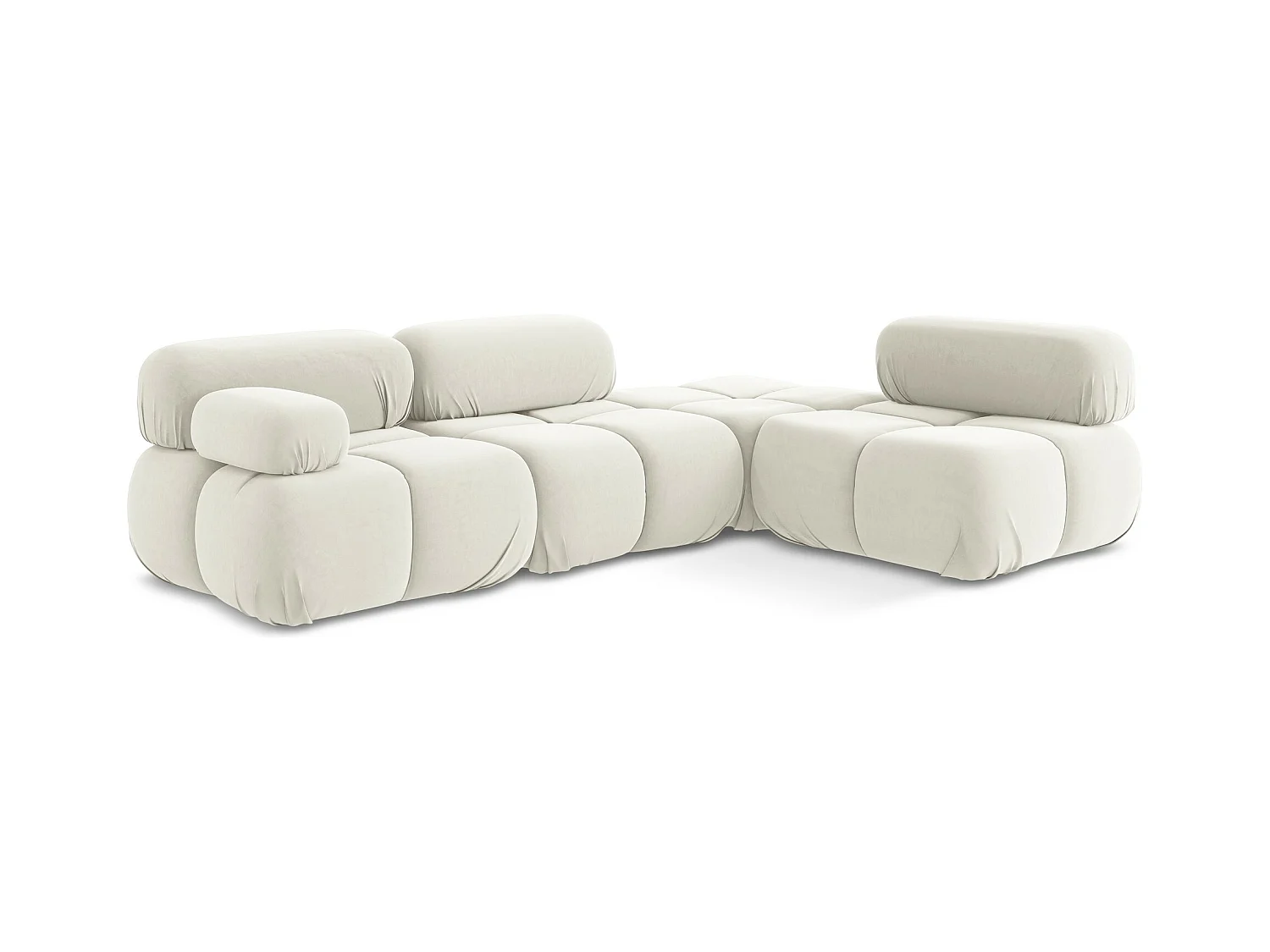 Canapé d'angle modulaire droit en Samt - beige clair - LOKUA