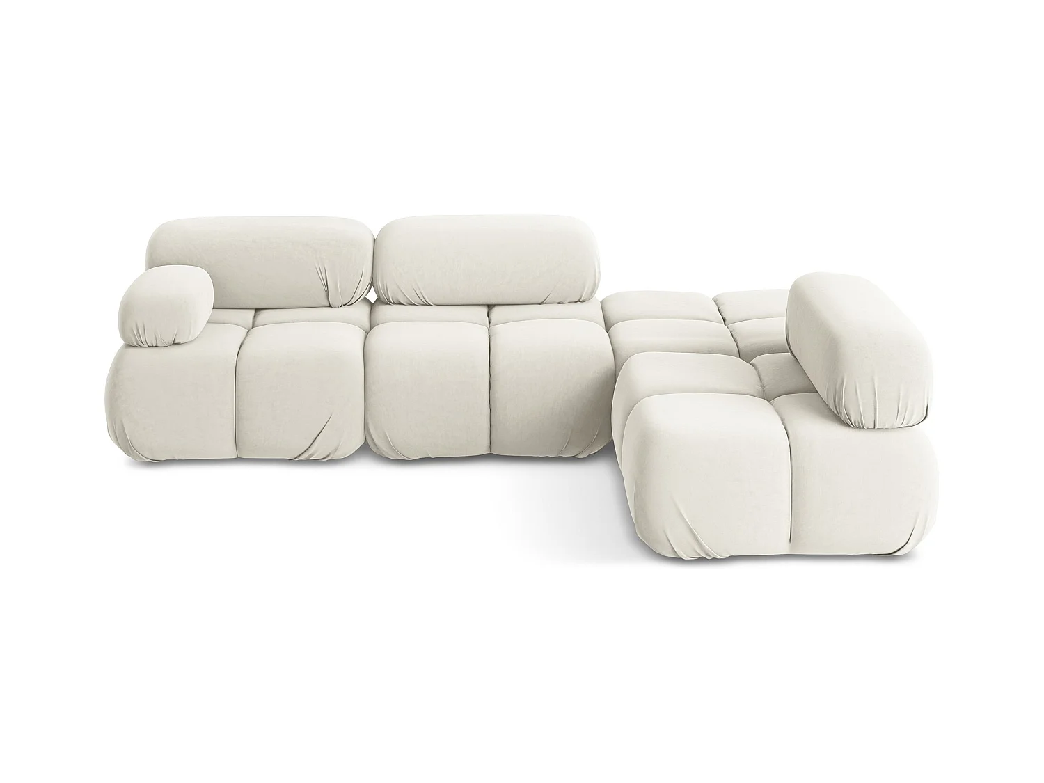 3-Sitzer Modulares Ecksofa - Ecke Rechts - Samt - Hell beige - LOKUA
