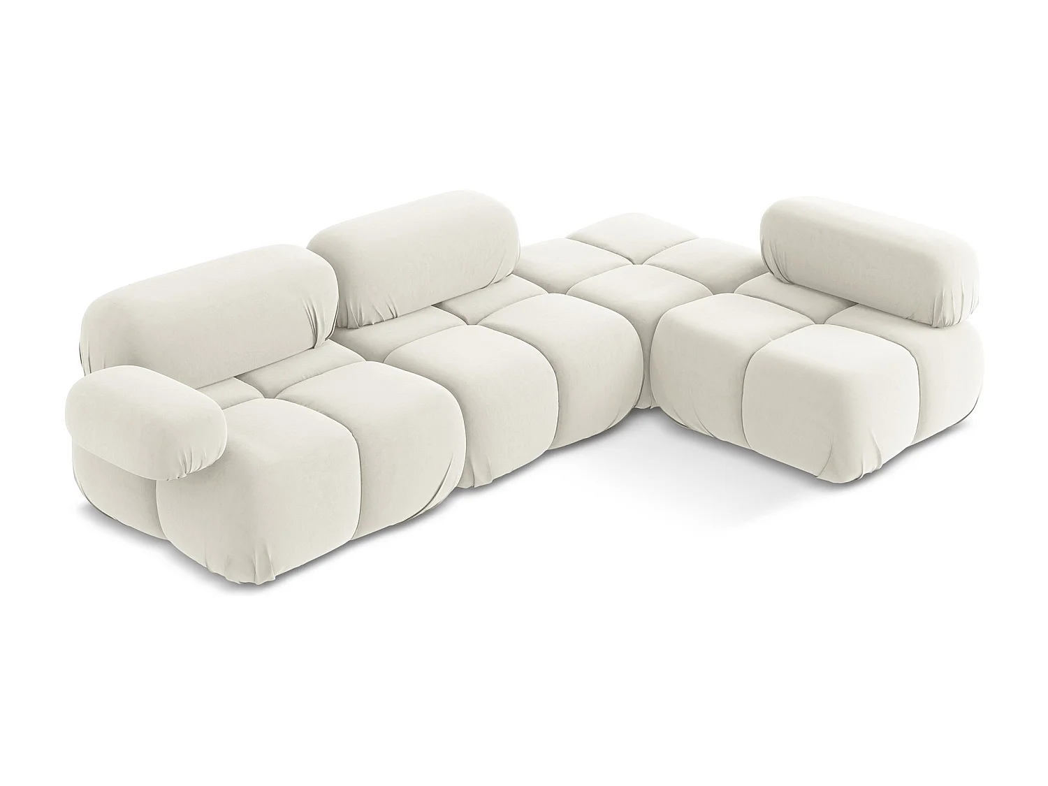 3-Sitzer Modulares Ecksofa - Ecke Rechts - Samt - Hell beige - LOKUA