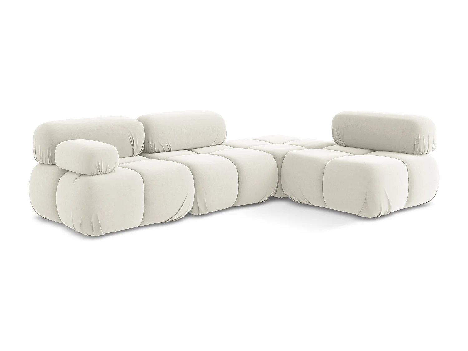 Canapé d'angle modulaire droit en Samt - beige clair - LOKUA