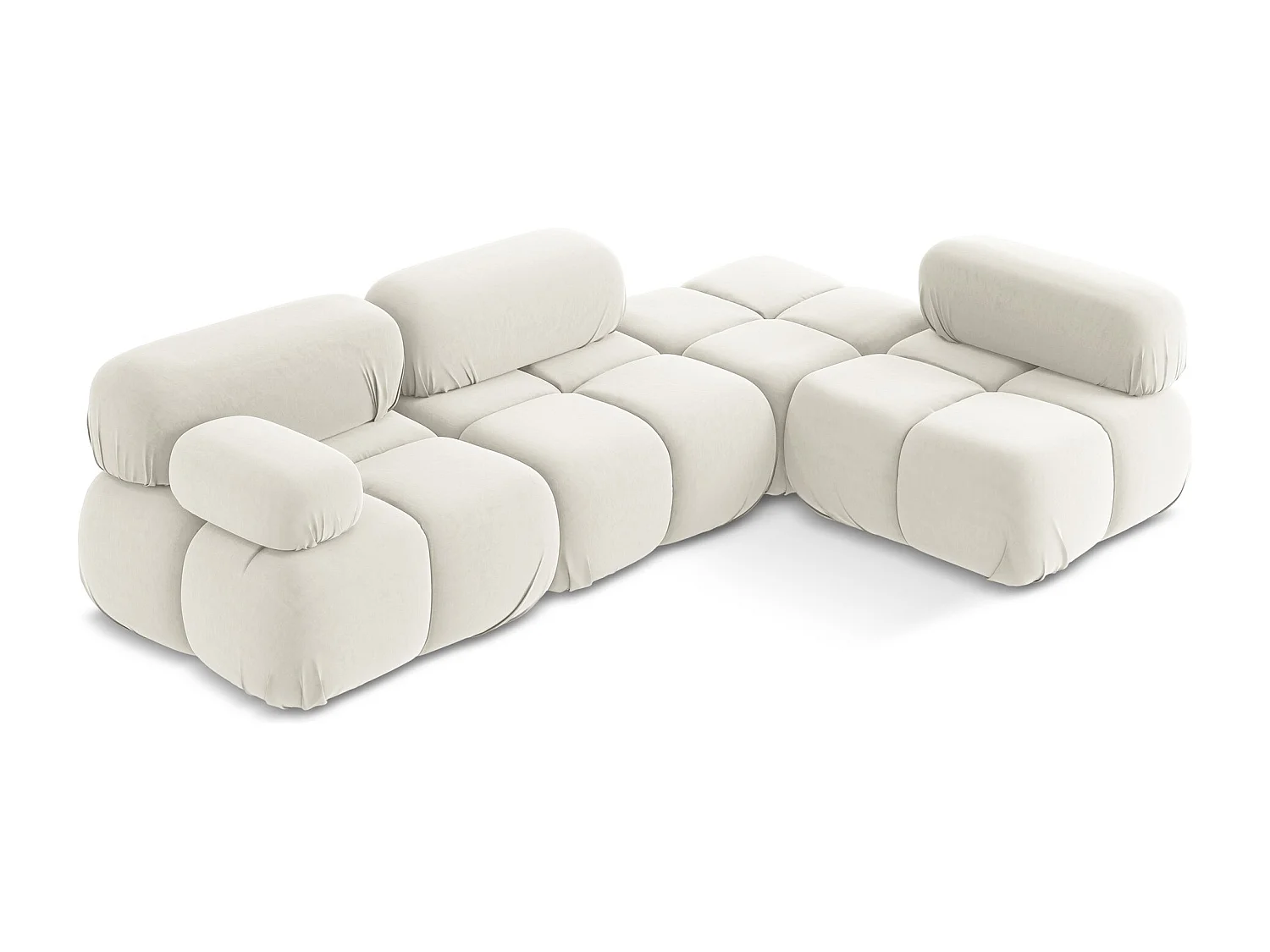 Canapé d'angle modulaire droit en Samt - beige clair - LOKUA