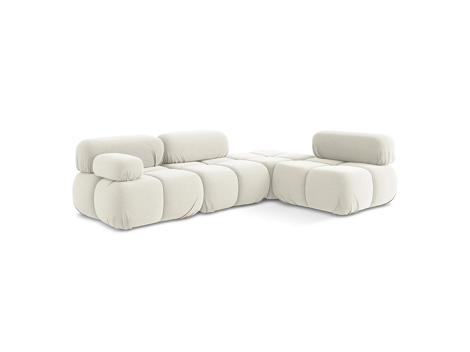 3-Sitzer Modulares Ecksofa - Ecke Rechts - Samt - Hell beige - SANREMO