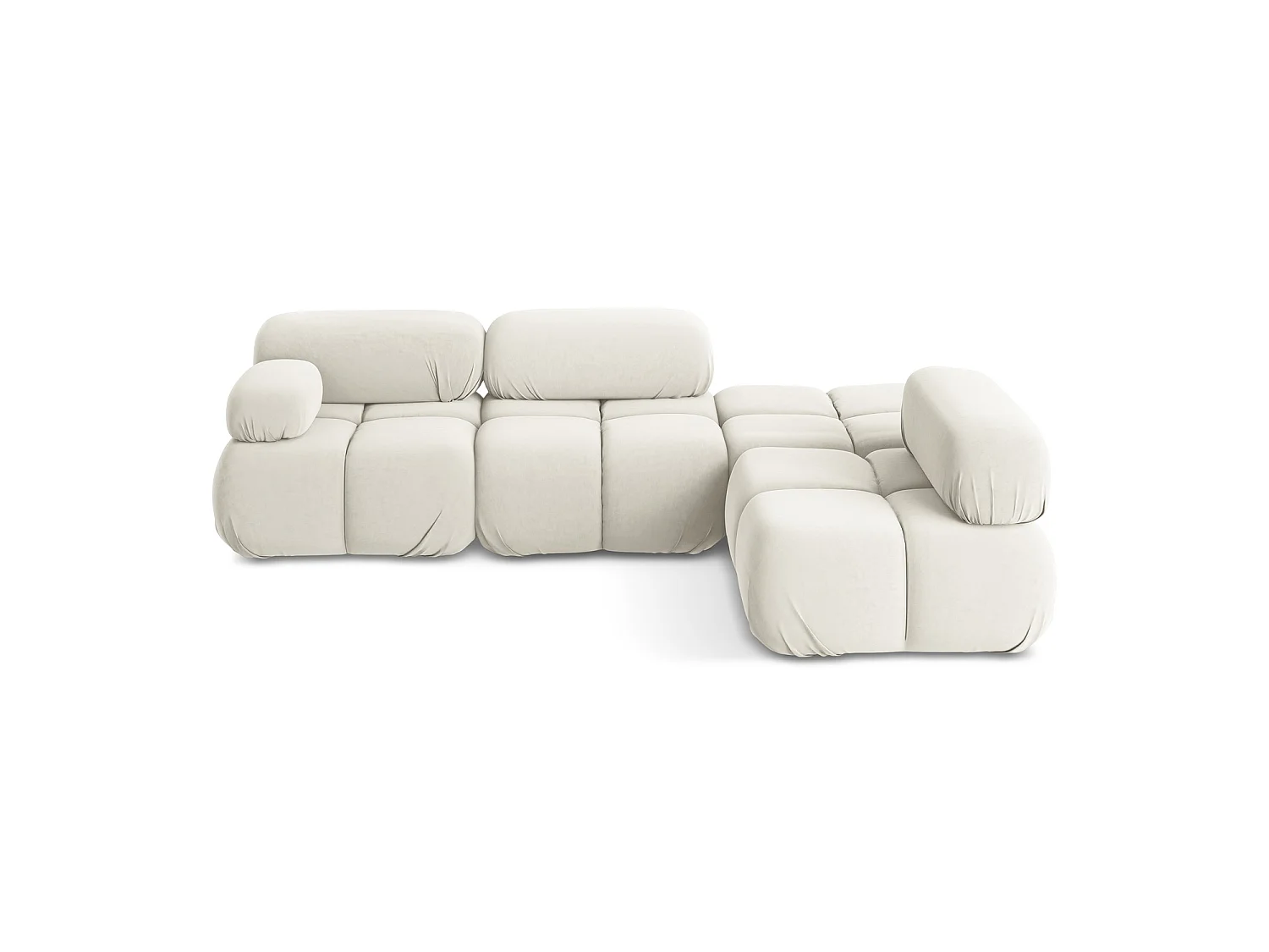 3-Sitzer Modulares Ecksofa - Ecke Rechts - Samt - Hell beige - SANREMO