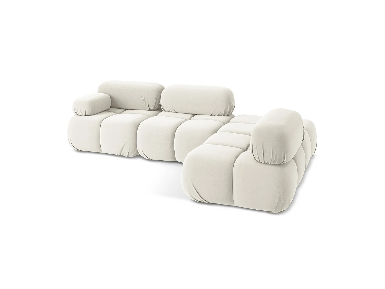 3-Sitzer Modulares Ecksofa - Ecke Rechts - Samt - Hell beige - SANREMO
