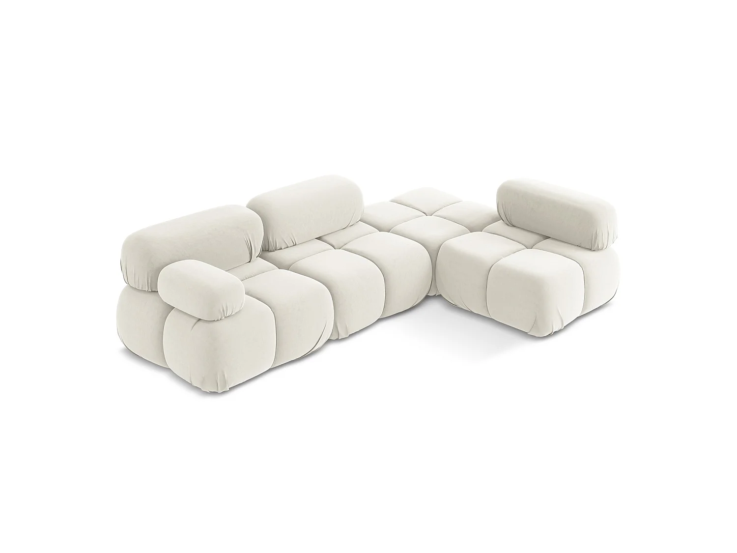 3-Sitzer Modulares Ecksofa - Ecke Rechts - Samt - Hell beige - SANREMO