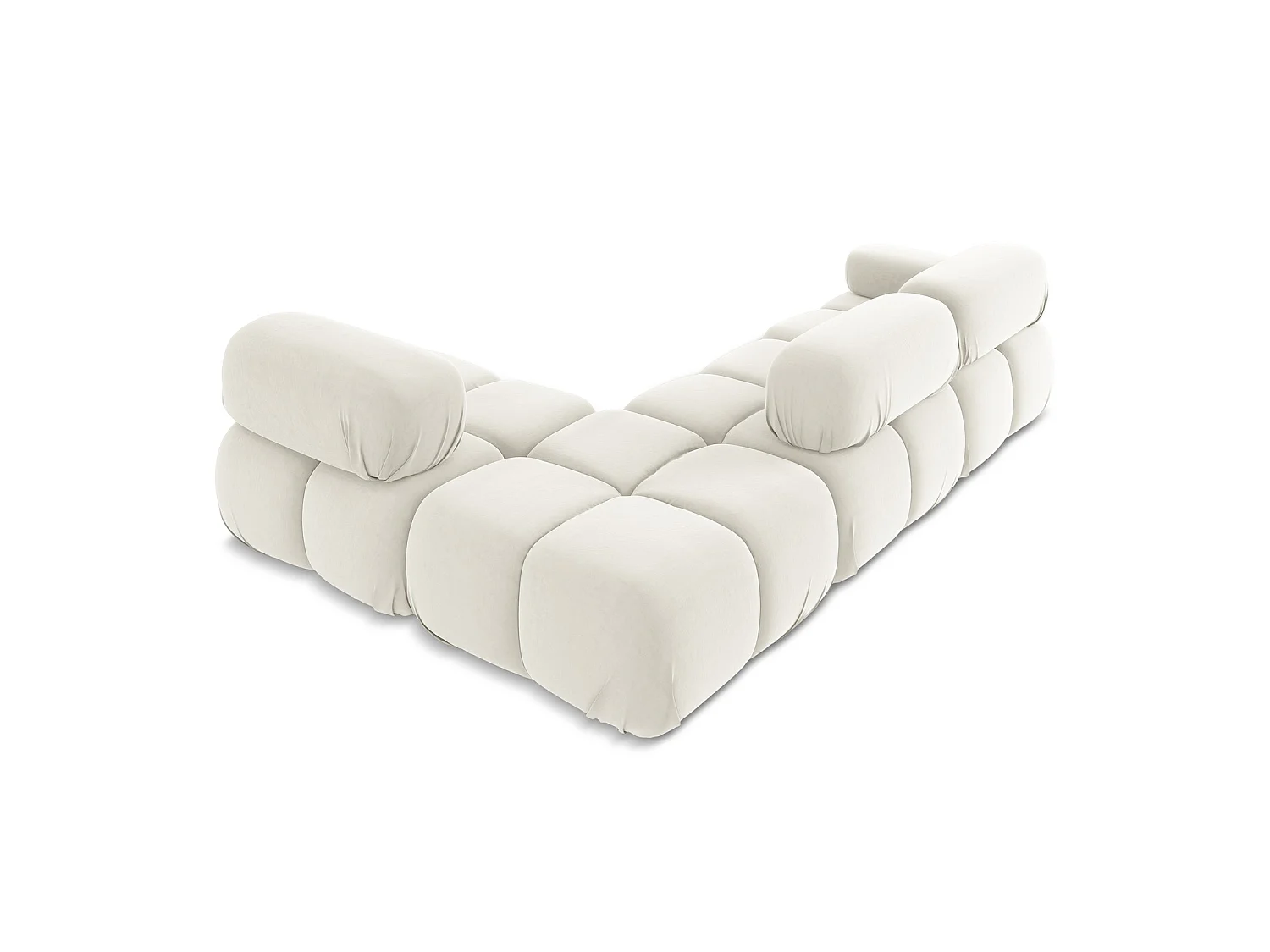 3-Sitzer Modulares Ecksofa - Ecke Rechts - Samt - Hell beige - SANREMO