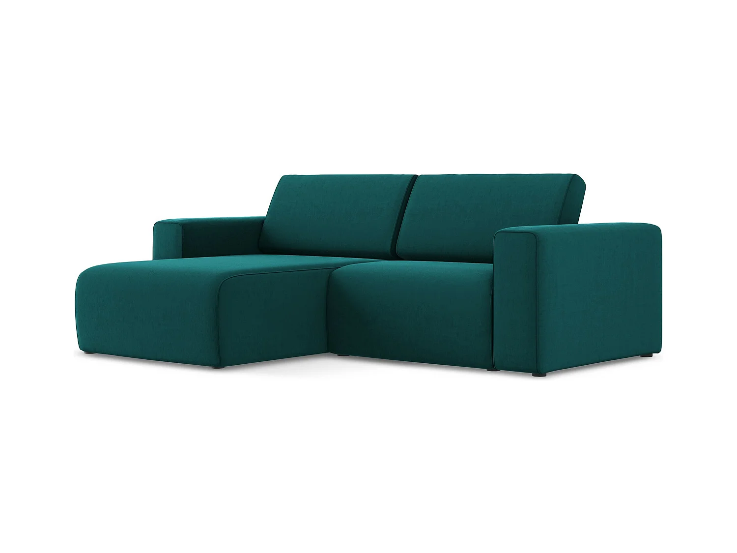 3-Sitzer Modulares Ecksofa - Ecke Links - Samt - Marine - KALEA