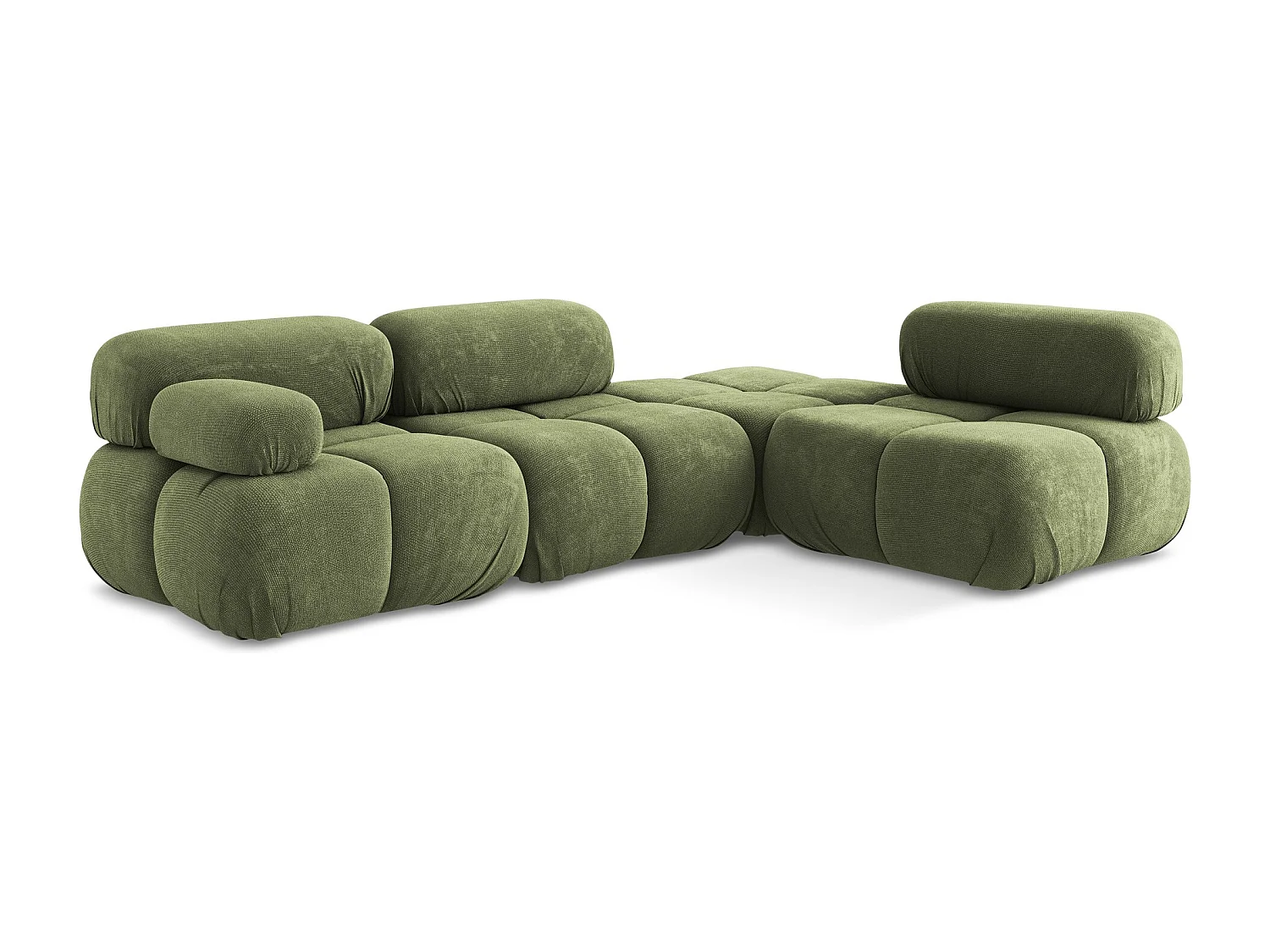 Canapé d'angle modulaire droit en Chenille - vert - LOKUA